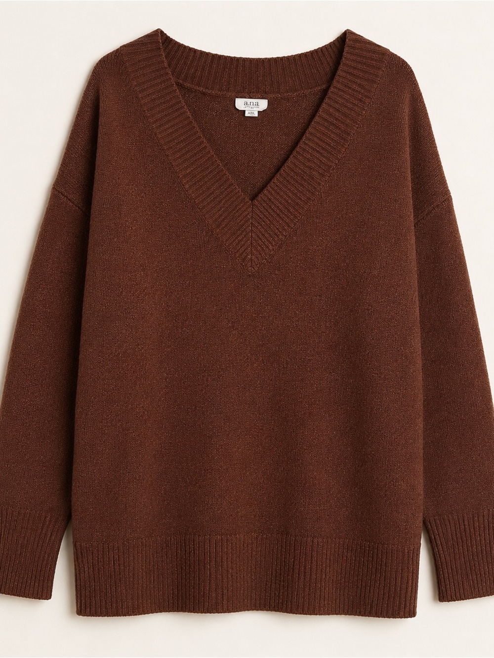 a.n.a women’s V-Neck Sweater in Deep Brown